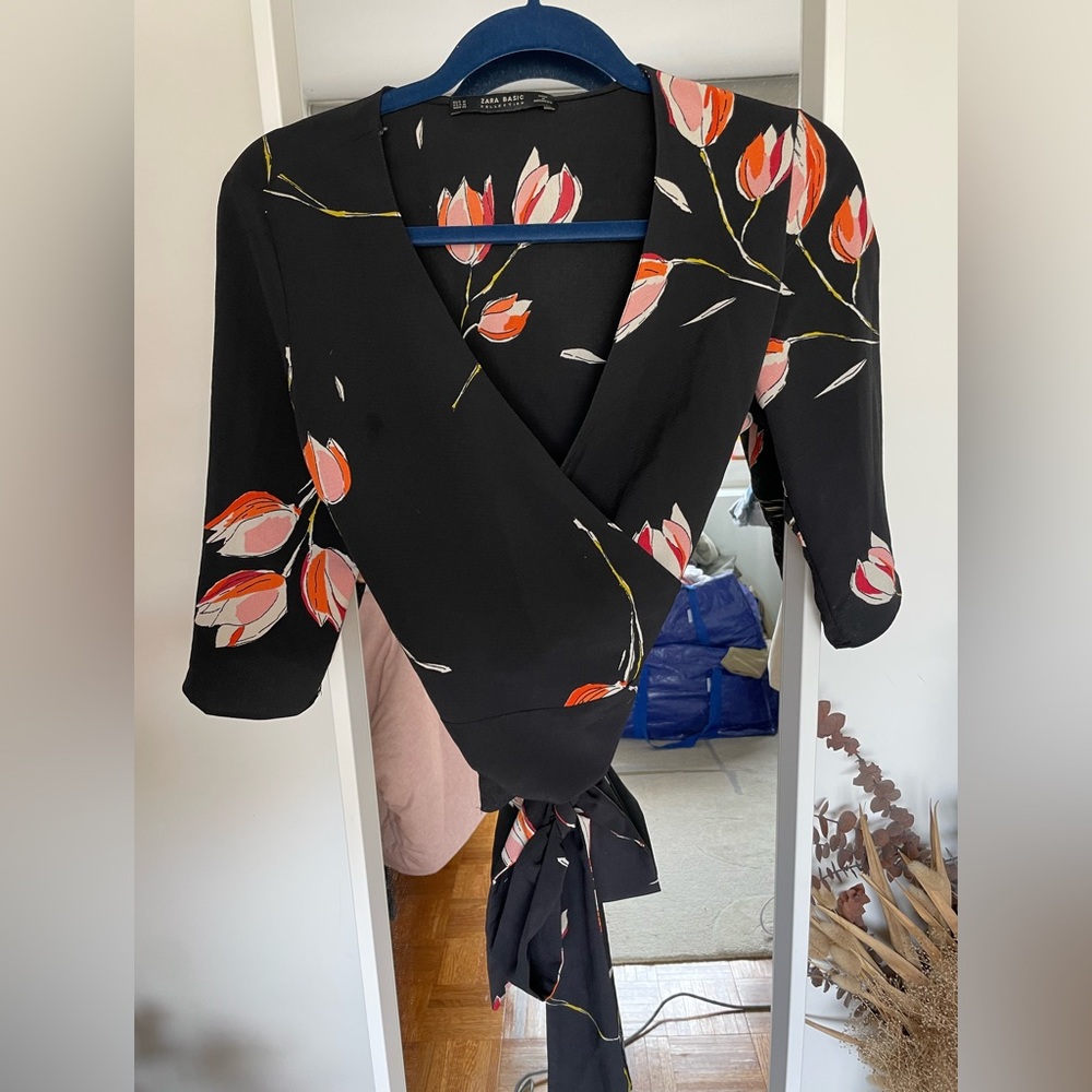 Zara Floral Wrap Top